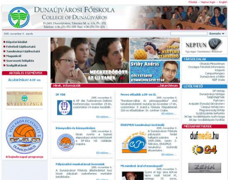 Dunaújvárosi Főiskola honlapja