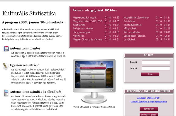 KULTSTAT Bejelentkező felület KULTSTAT Bejelentkező felület