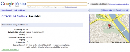 Google Térkép információk