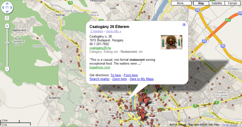 Restaurants on terkep.google.hu